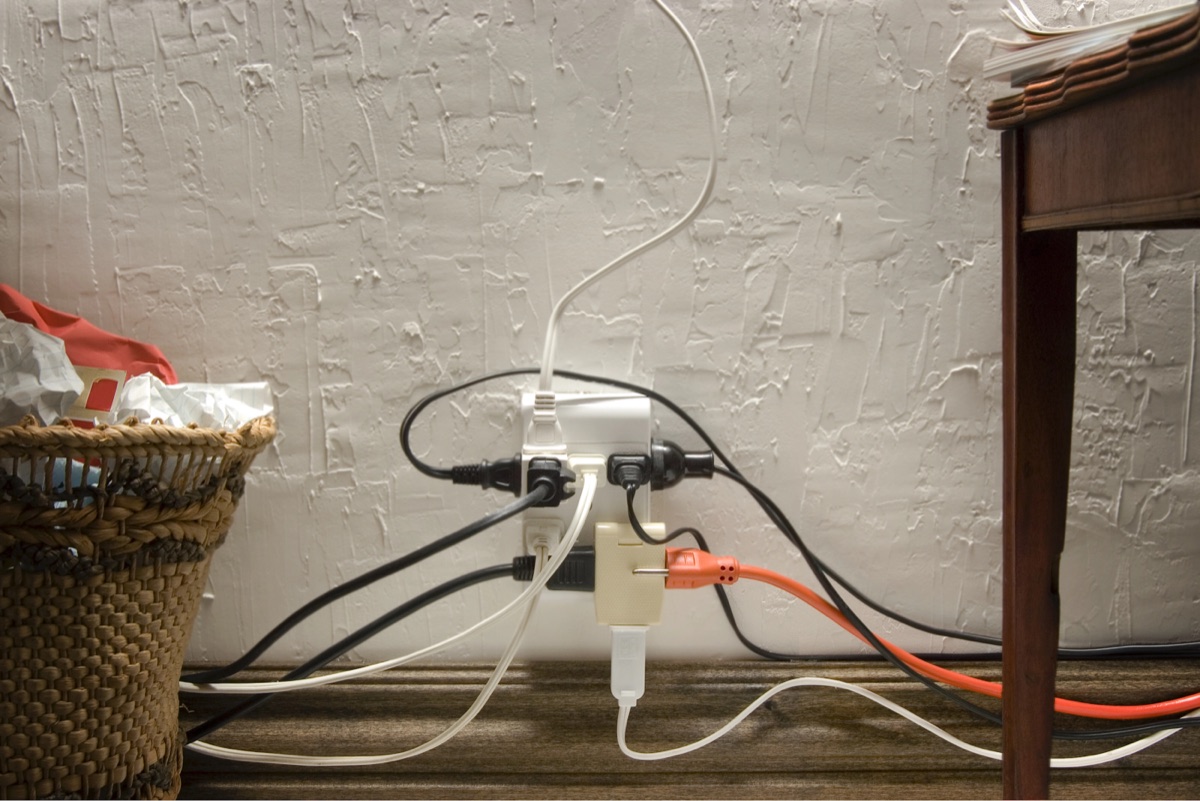 Cables routed and bundled neatly beneath a desk